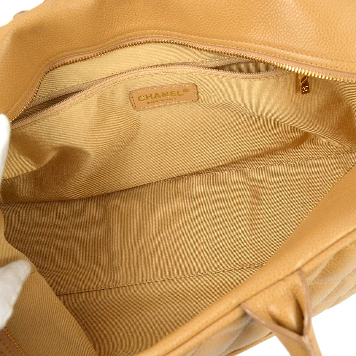 Chanel 2004-2005 Beige Caviar Bowling Bag 37 - Image 8