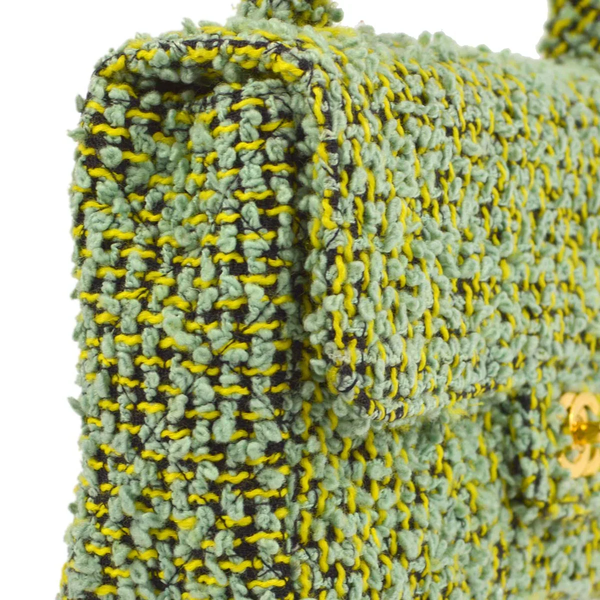 Chanel 1994-1996 Green Tweed Classic Single Flap 2 in 1 Handbag Set - Image 3
