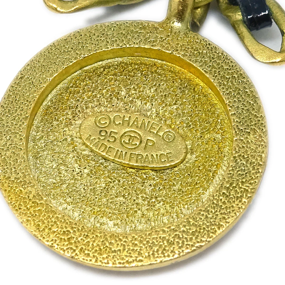 Chanel Gold Black Bow Medallion Rhinestone Pendant Necklace 95P - Image 4