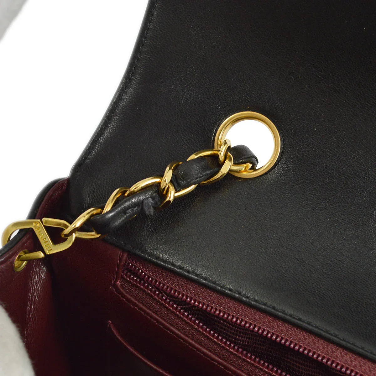 Chanel 1991-1994 Black Lambskin Medium Diana Shoulder Bag - Image 10
