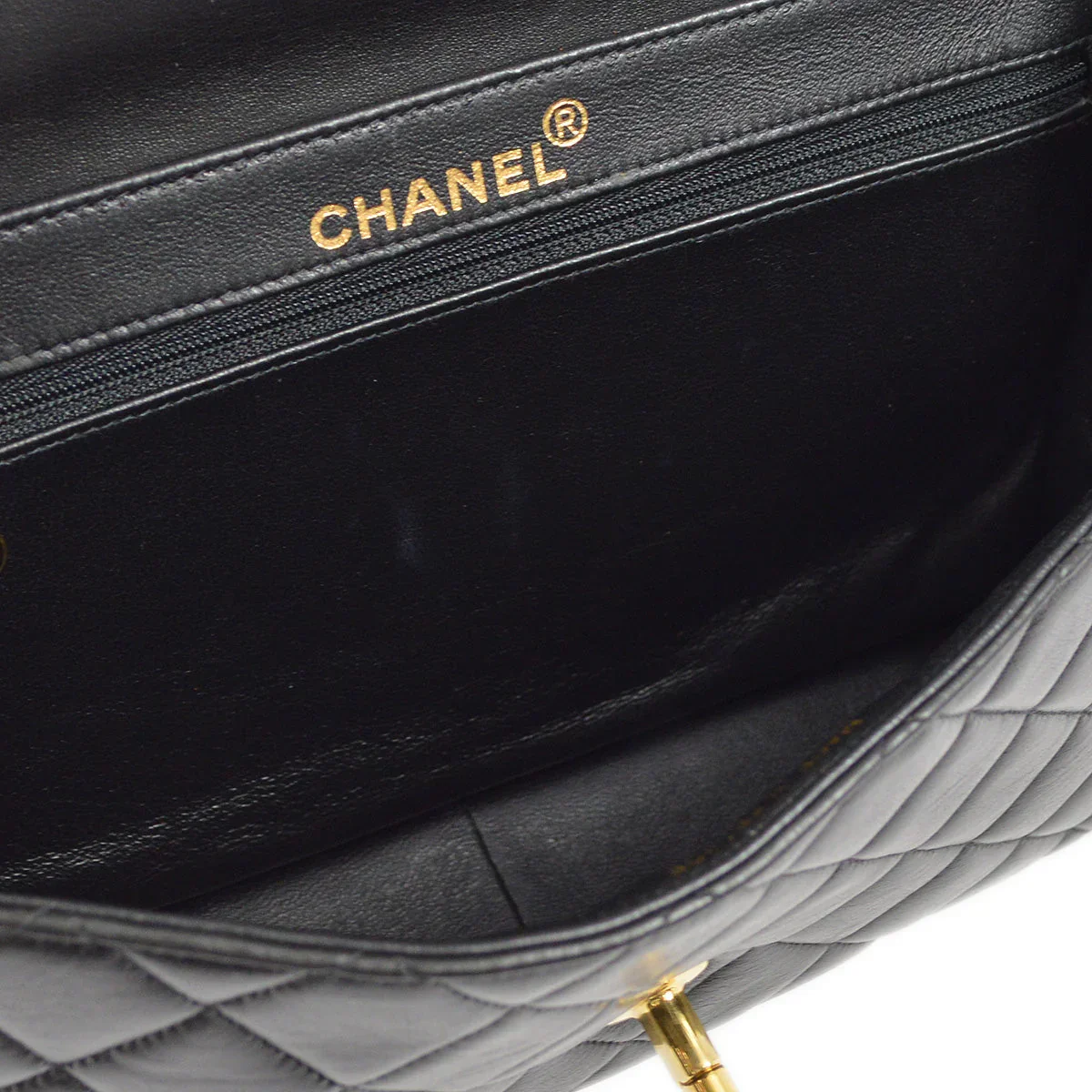 Chanel 1996-1997 Black Lambskin Double Sided Classic Flap Handbag - Image 8