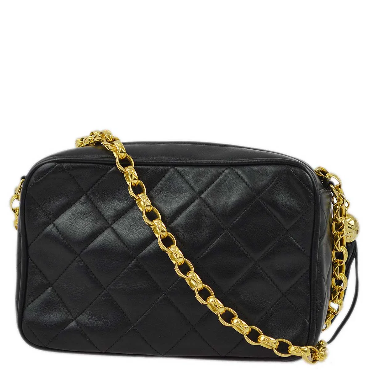 Chanel 1989-1991 Black Lambskin Camera Bag Mini - Image 2