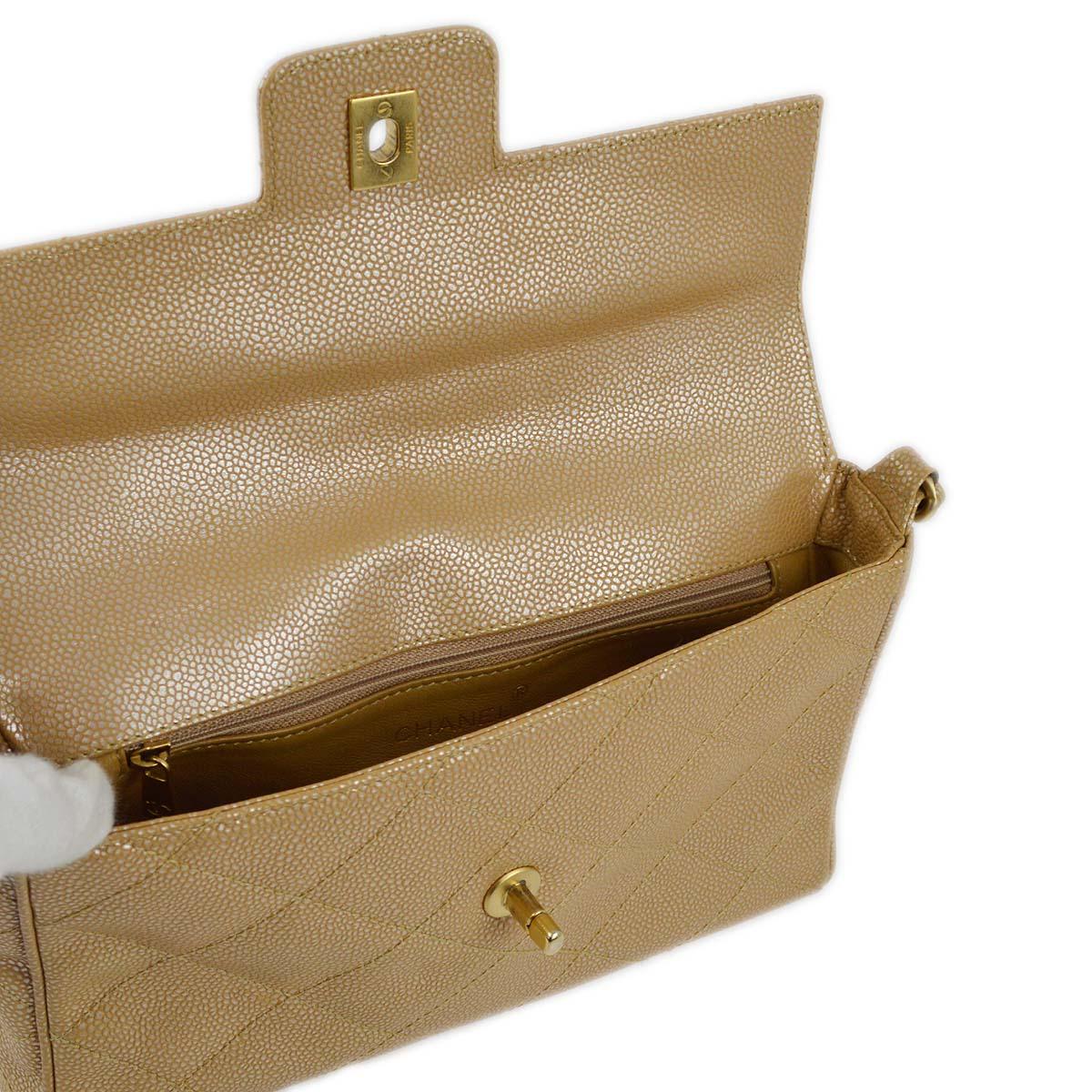 Chanel 2000-2001 Beige Caviar Chain Shoulder Bag 25 - Image 6