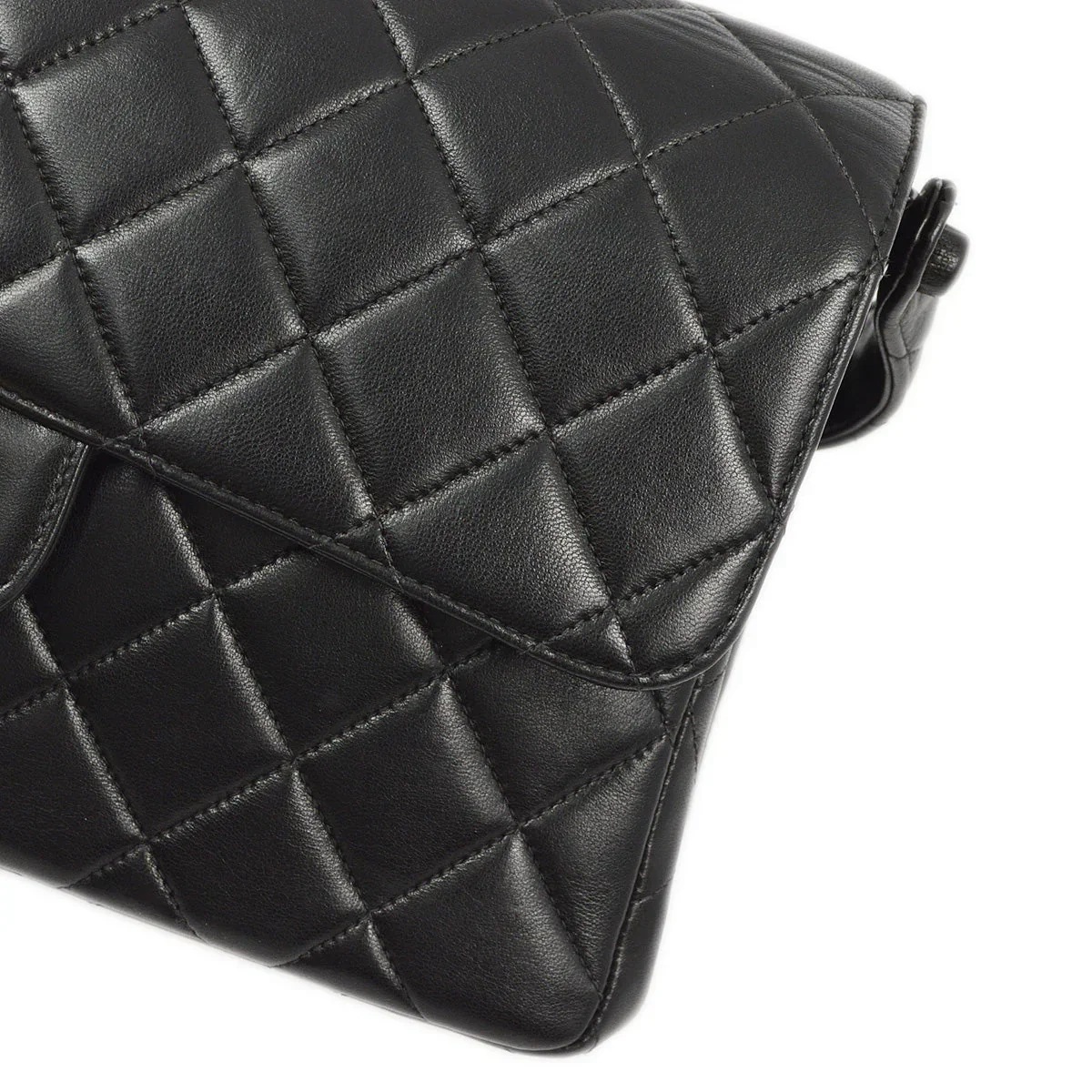 Chanel 1996-1997 Black Lambskin Double Sided Classic Flap Handbag - Image 6