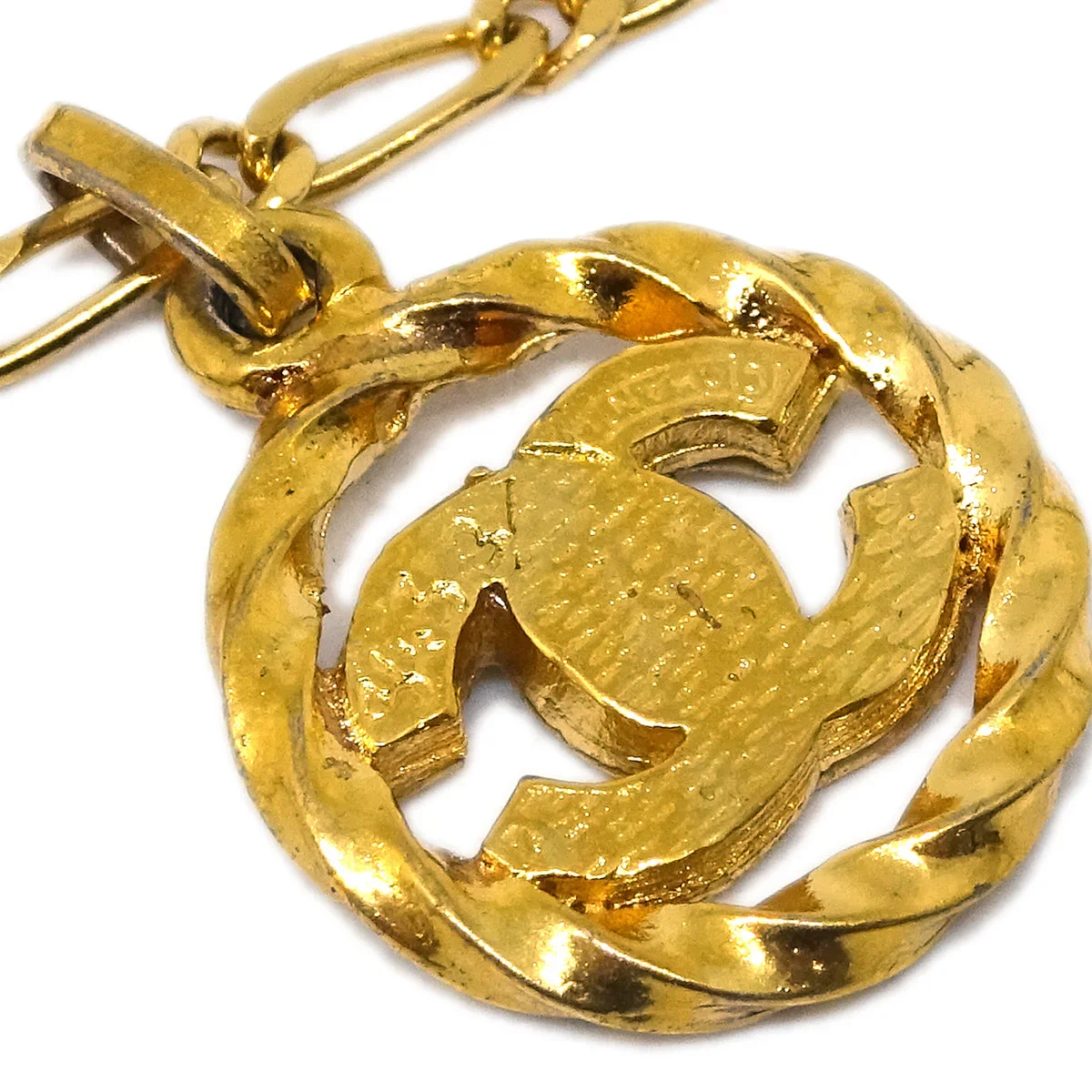 Chanel Medallion Pendant Necklace Rhinestone Gold 3438/1982 - Image 3