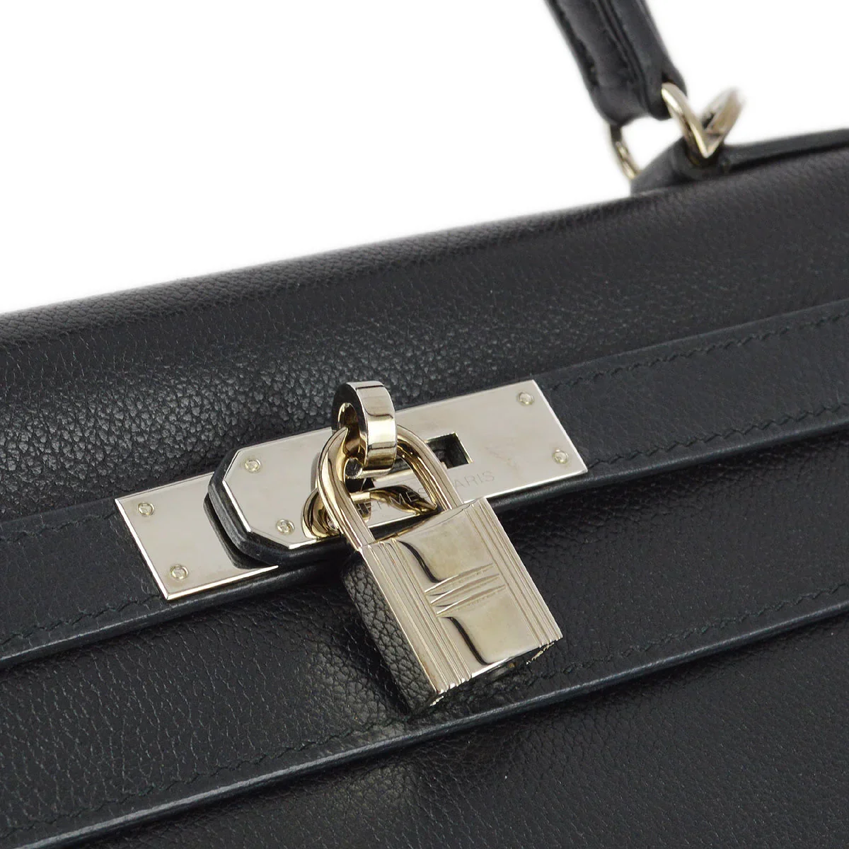 Hermes 2006 Black Evergrain Kelly 32 Retourne - Image 5