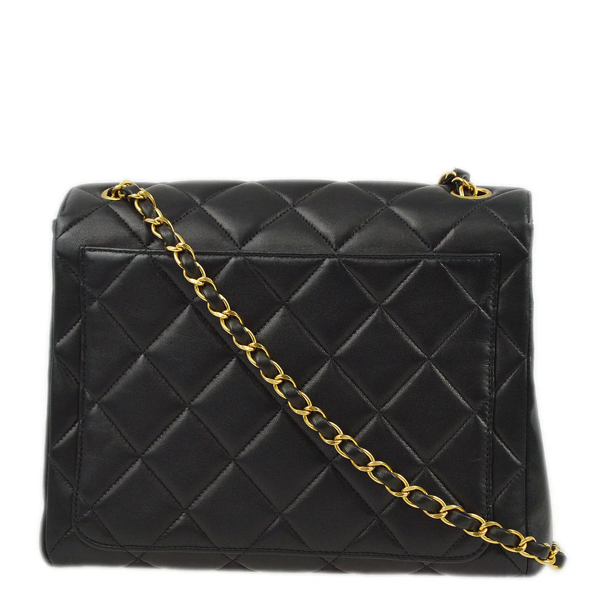 Chanel 1996-1997 Black Lambskin Straight Flap Chain Shoulder Bag - Image 2