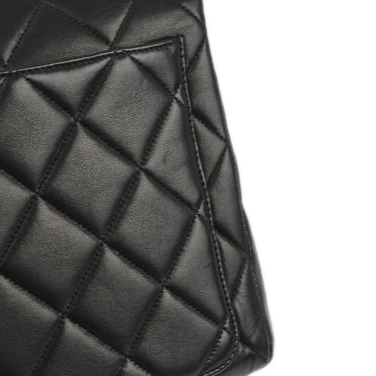 Chanel 1996-1997 Black Lambskin Straight Flap Chain Shoulder Bag - Image 6