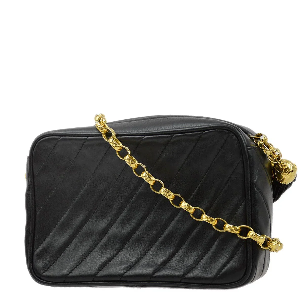 Chanel 1991-1994 Black Lambskin Camera Bag Mini - Image 2