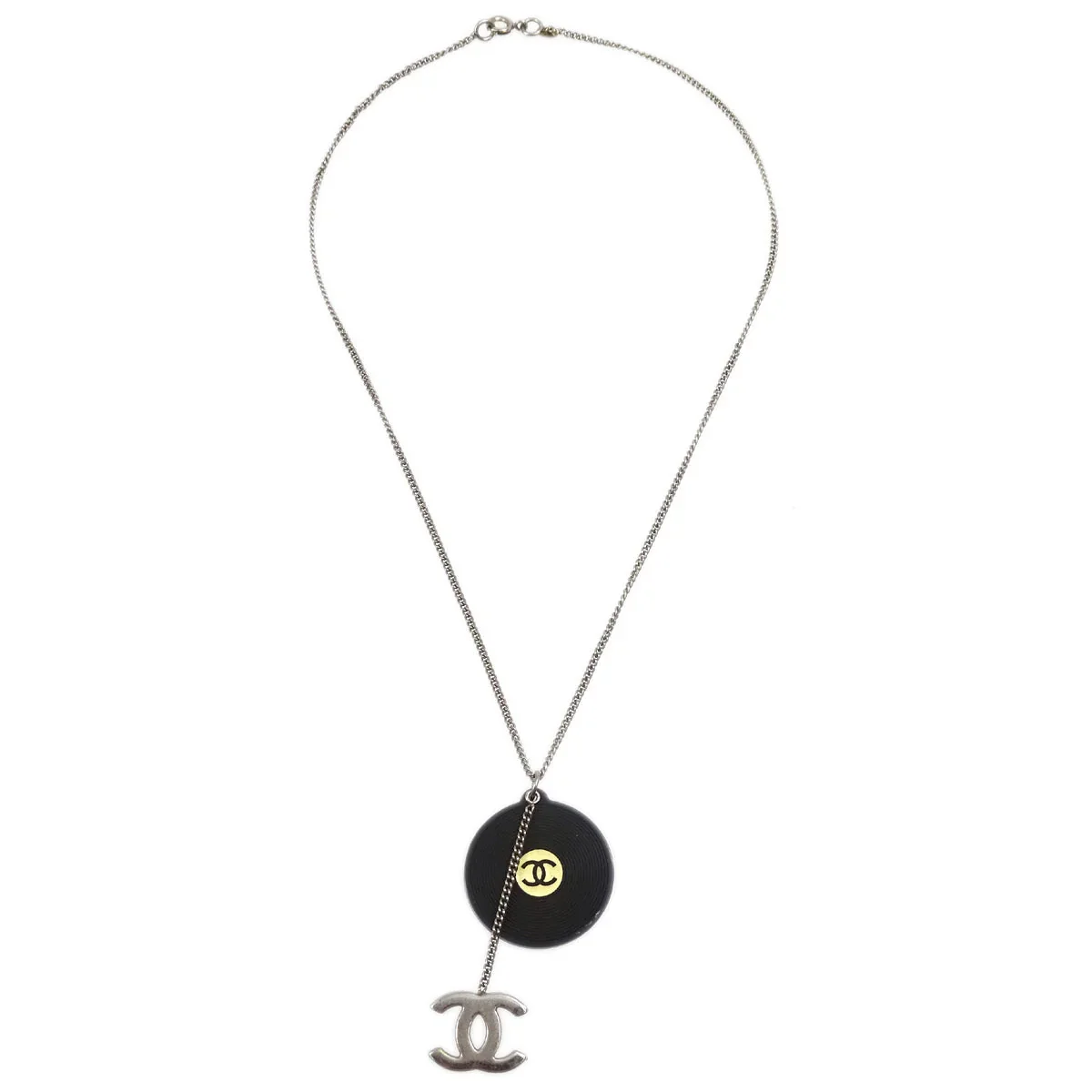 Chanel Record Silver Chain Pendant Necklace 04P - Image 2