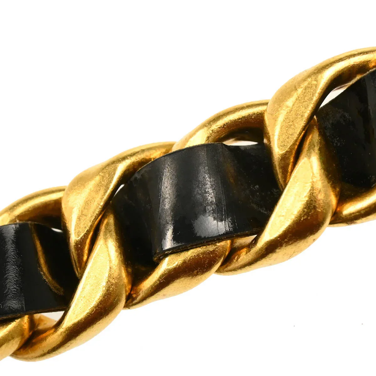 Chanel Gold Black Chain Belt Rhinestone 95P Small Good - Image 9