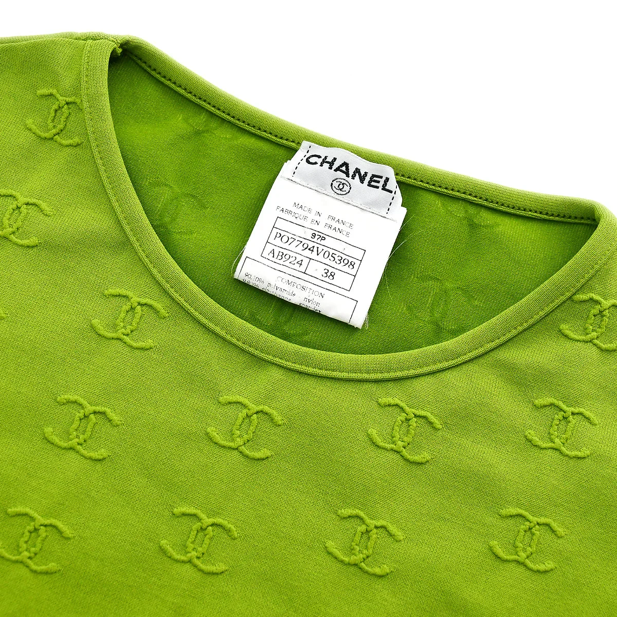Chanel Cropped T-shirt Green 97P #38 - Image 5
