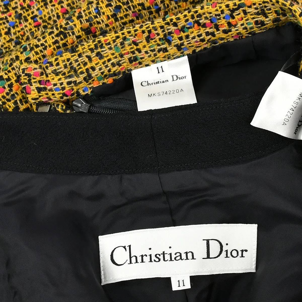 Christian Dior Setup Suit Zip Up Jacket Skirt Yellow #11 - Image 9
