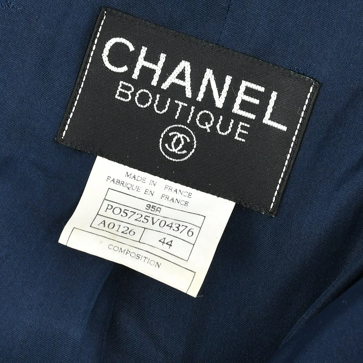Chanel Single Breasted Jacket Navy 95A #44 - Image 9