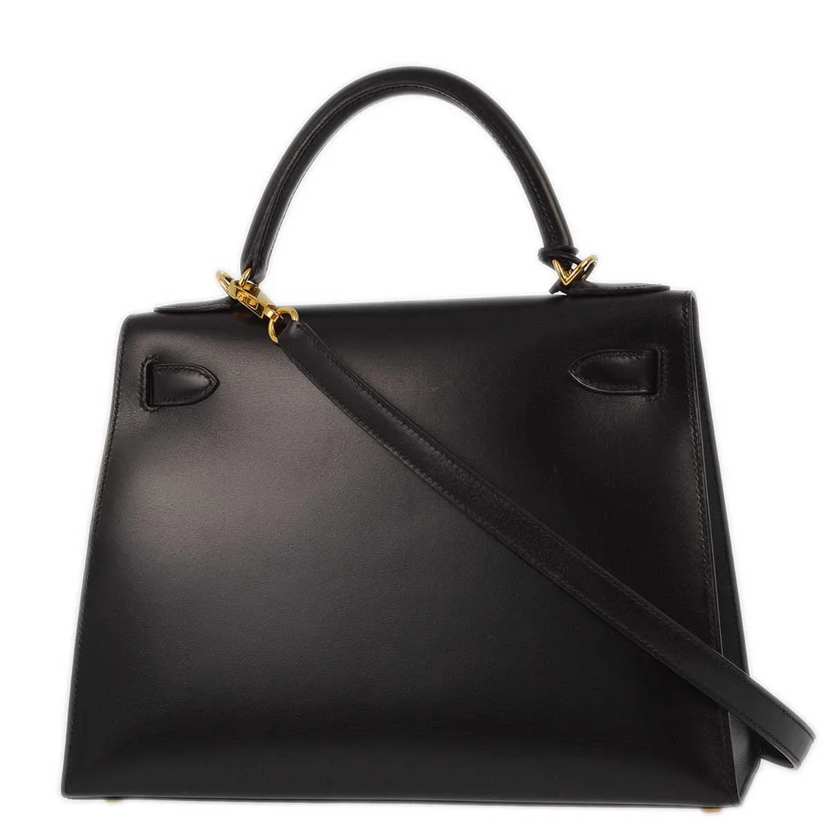 Hermes * 2003 Black Box Calf Guilloche Kelly 28 Sellier 2way Handbag - Image 2