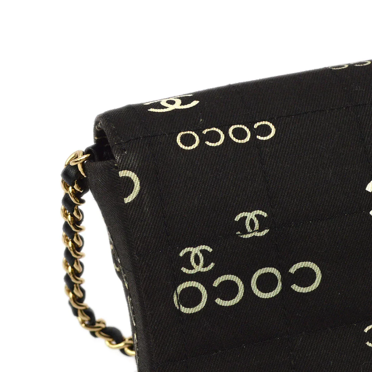 Chanel 2000-2001 Black Canvas COCO East West Choco Bar Shoulder Bag - Image 6