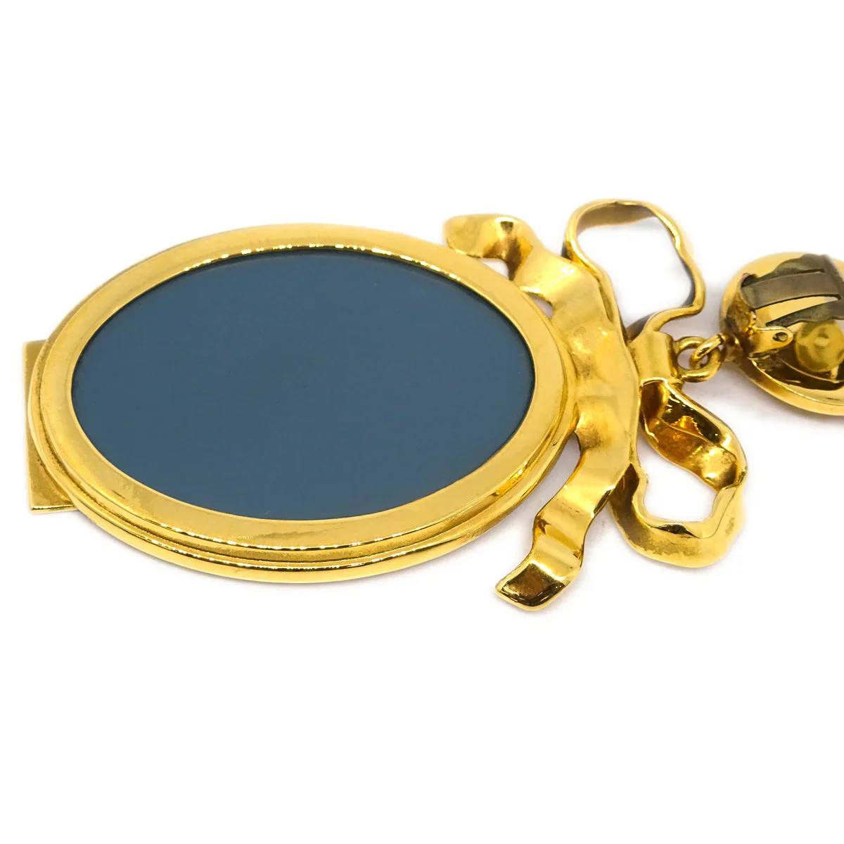 Chanel Mirror Earrings Clip-On Gold - Image 2