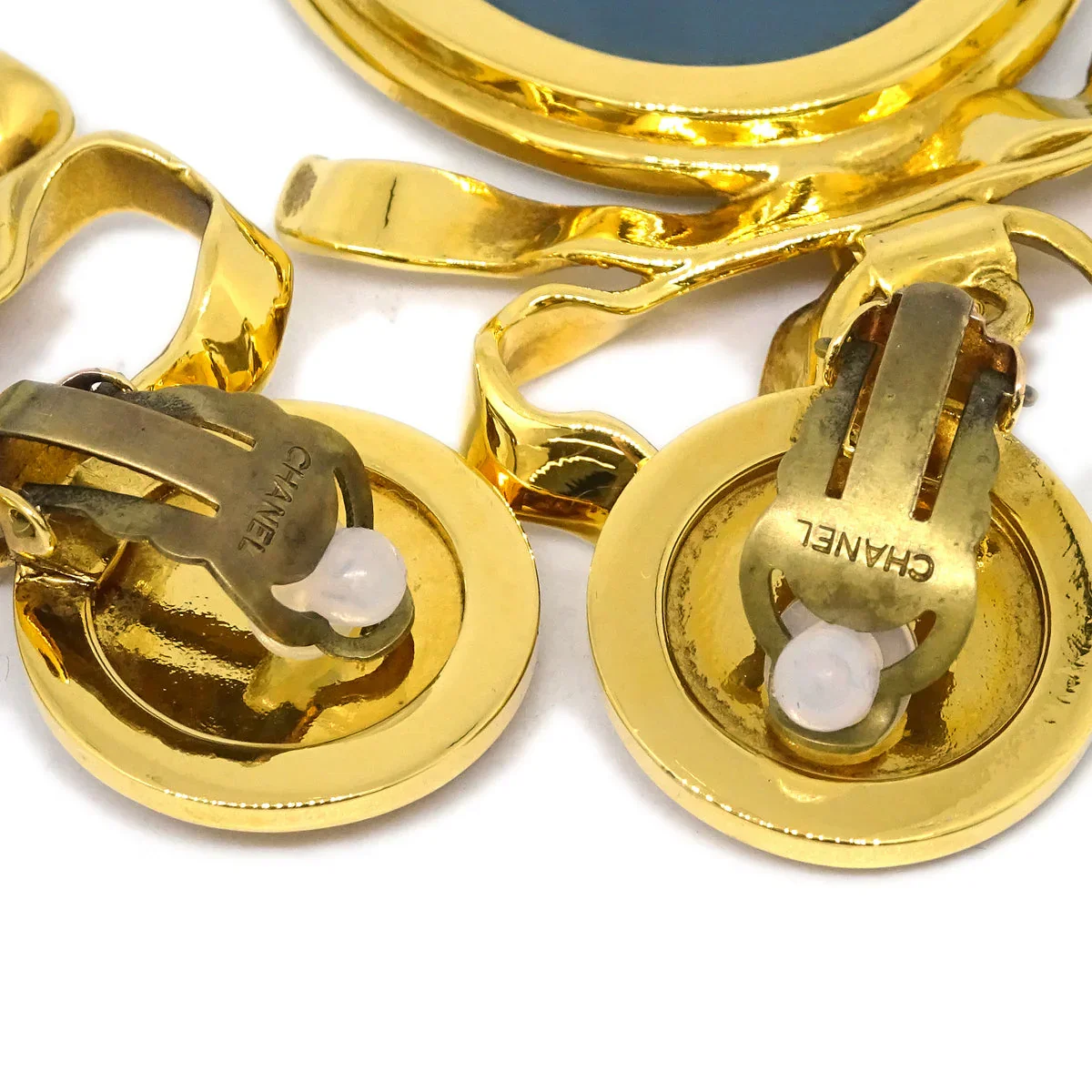 Chanel Mirror Earrings Clip-On Gold - Image 3