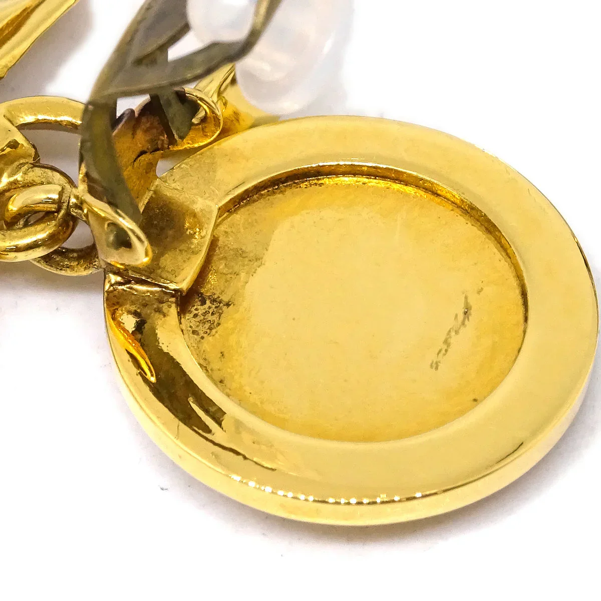Chanel Mirror Earrings Clip-On Gold - Image 4
