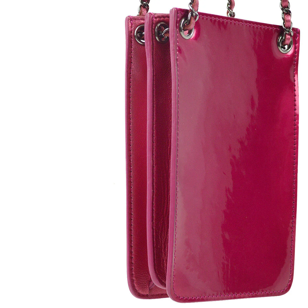 Chanel 2014 Pink Patent Leather Chain Pochette Shoulder Bag - Image 3