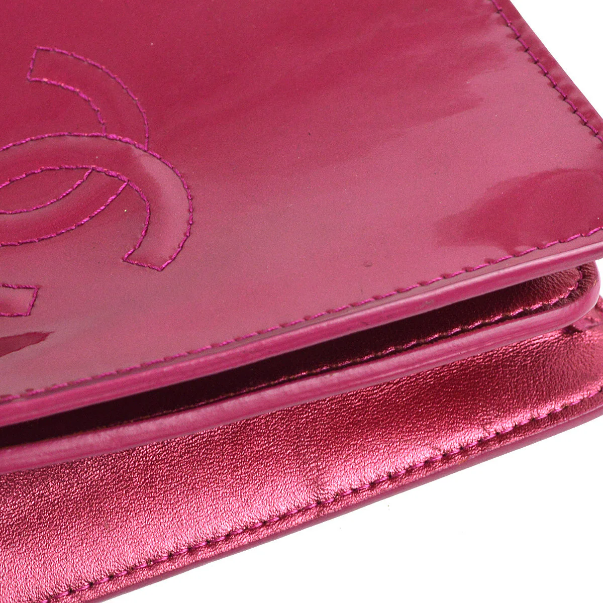 Chanel 2014 Pink Patent Leather Chain Pochette Shoulder Bag - Image 4