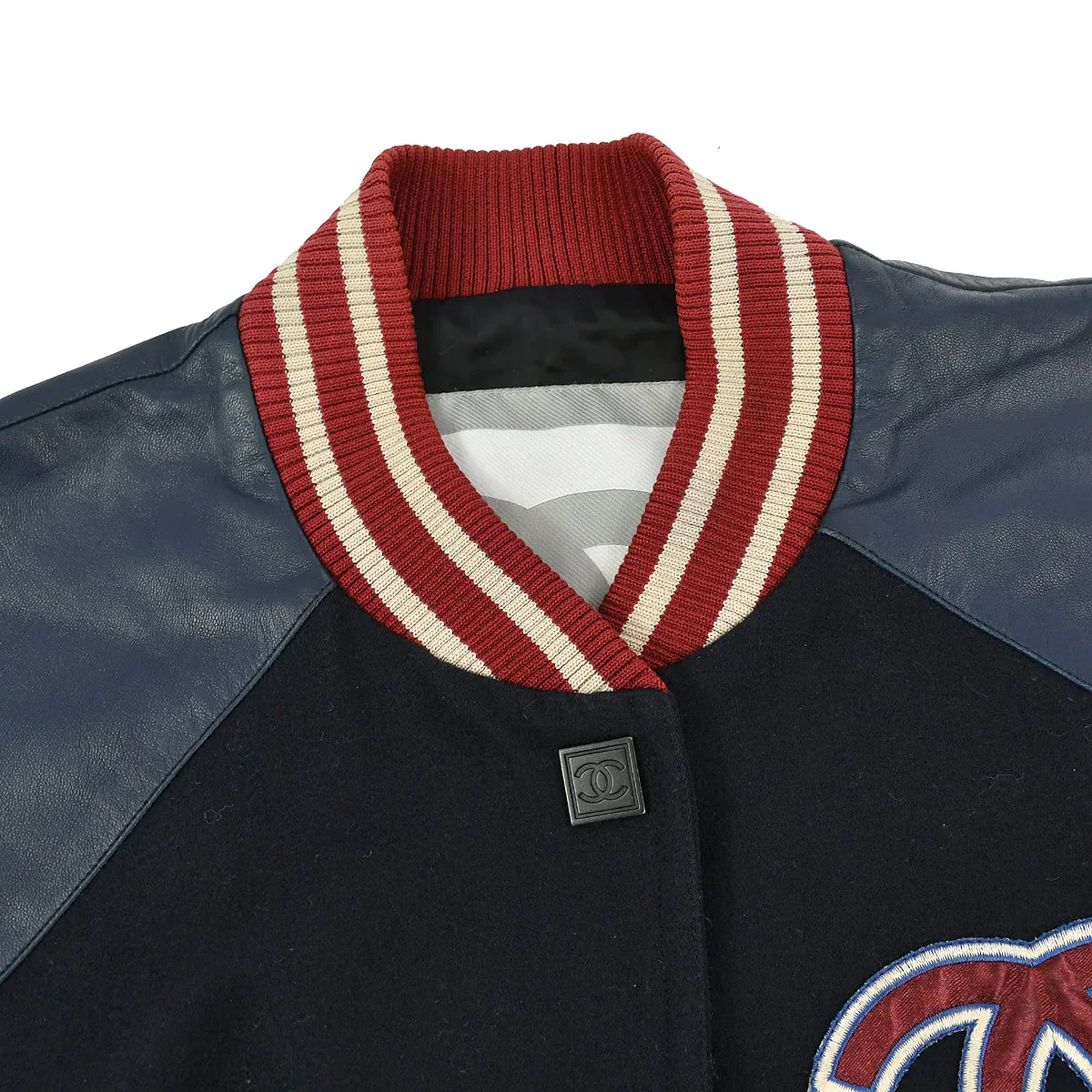 Chanel Spring Letterman Bomber Jacket Navy 04P #38 - Image 3