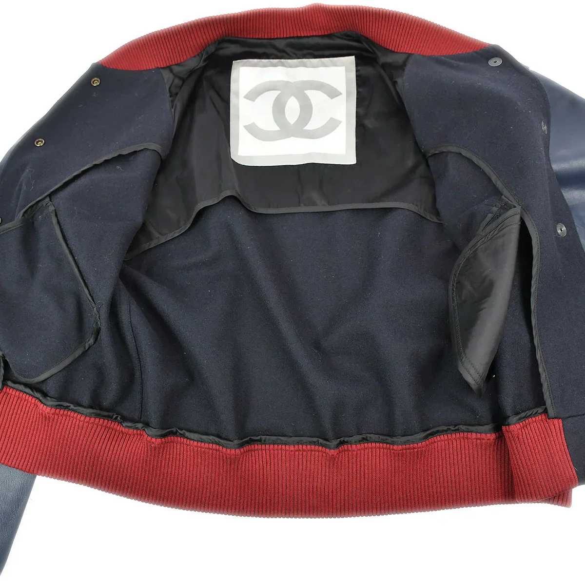 Chanel Spring Letterman Bomber Jacket Navy 04P #38 - Image 7
