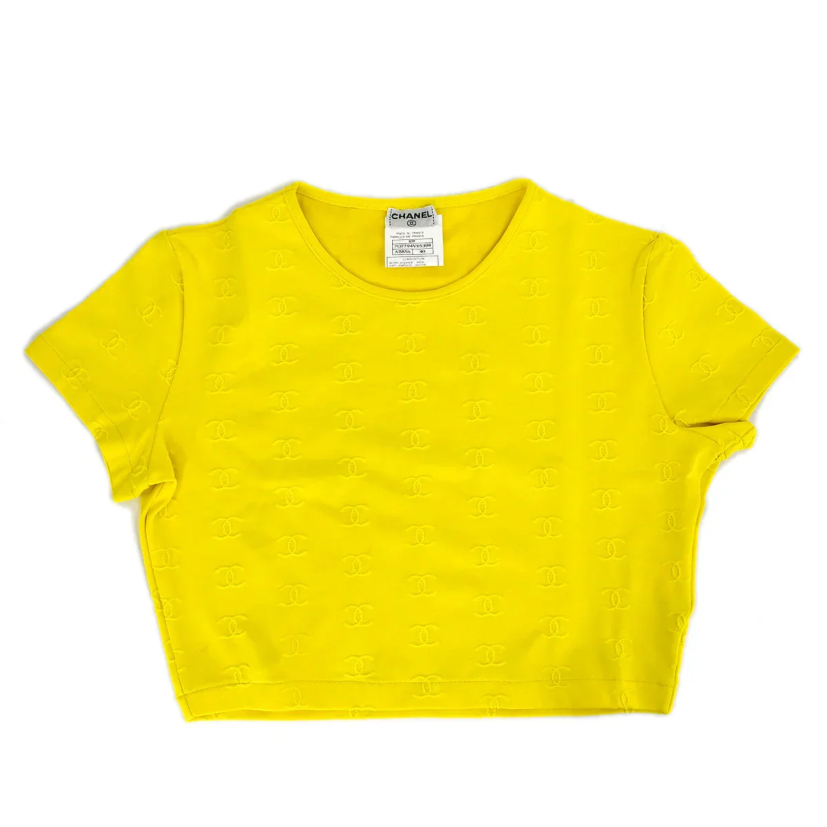 Chanel Cropped T-shirt Top Yellow 97P #40
