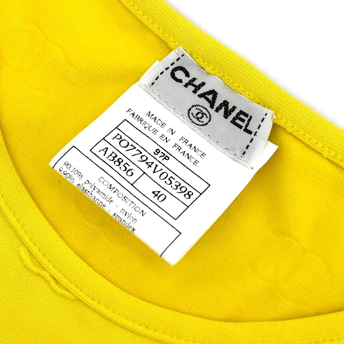 Chanel Cropped T-shirt Top Yellow 97P #40 - Image 9