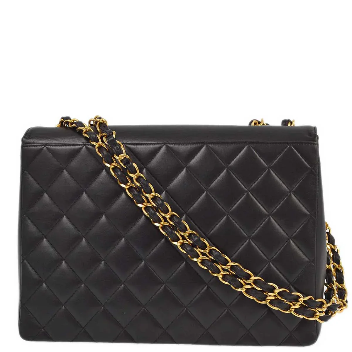 Chanel * 1991-1994 Black Lambskin Classic Flap Maxi Chain Shoulder Bag - Image 2