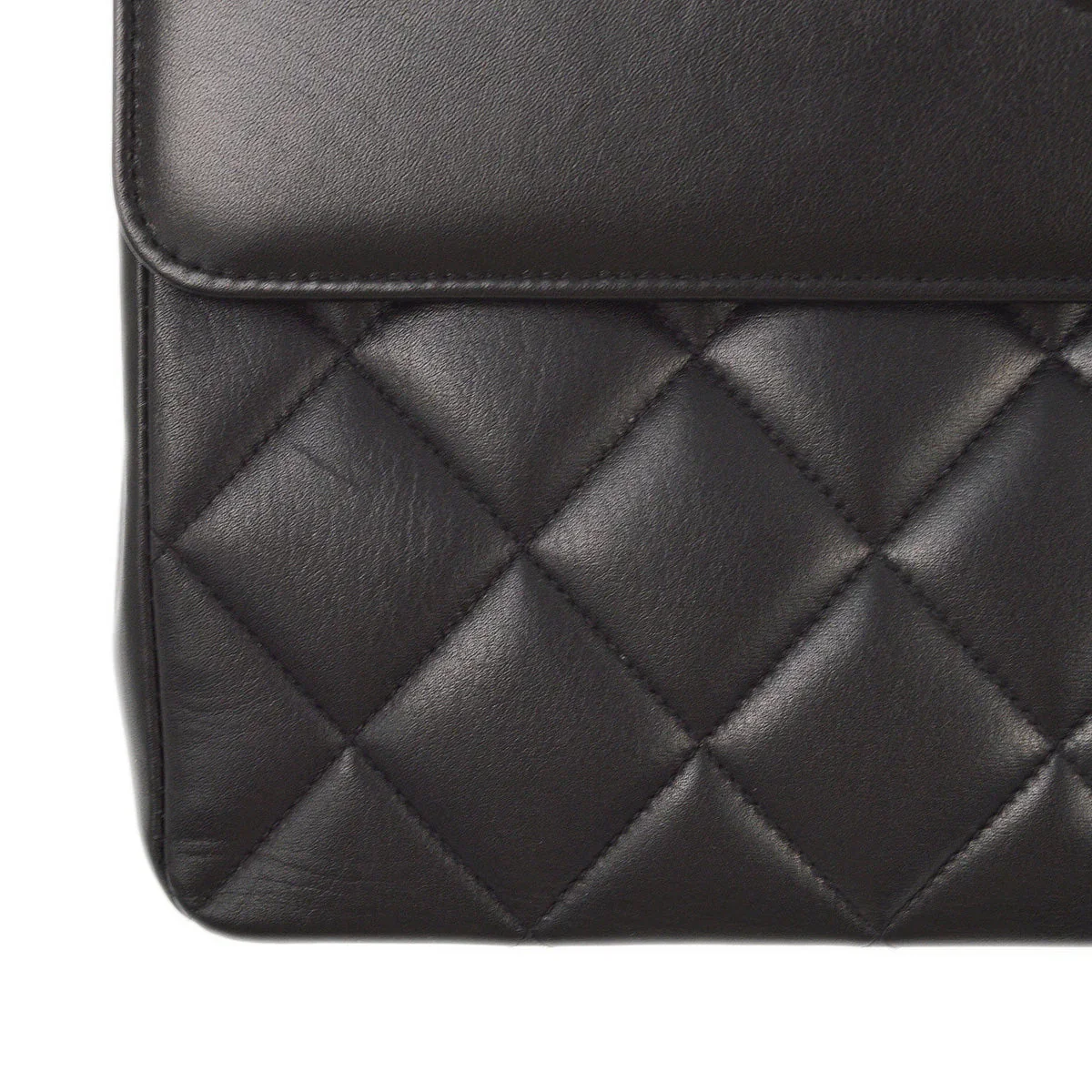 Chanel * 1991-1994 Black Lambskin Classic Flap Maxi Chain Shoulder Bag - Image 6