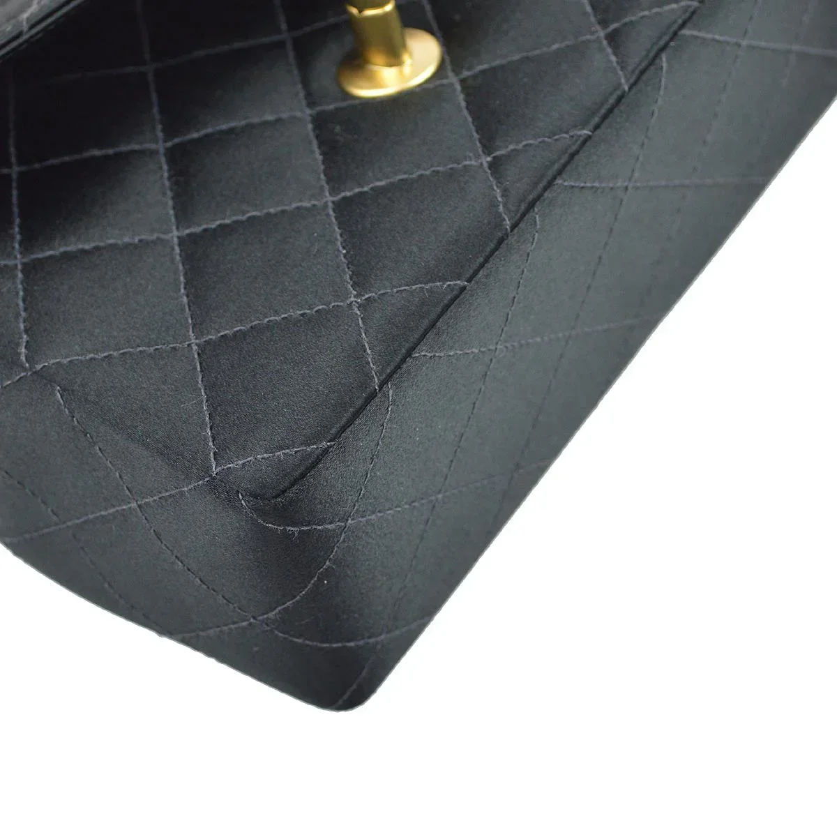 Chanel 2001-2003 Black Satin Mini Classic Square Flap Shoulder Bag 17 - Image 6