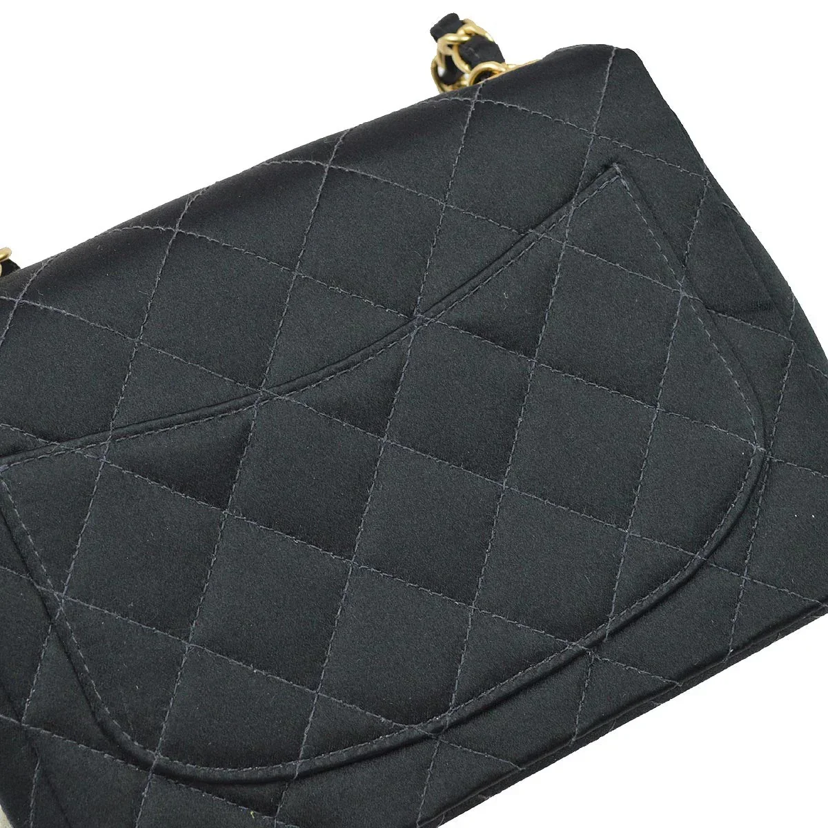 Chanel 2001-2003 Black Satin Mini Classic Square Flap Shoulder Bag 17 - Image 7