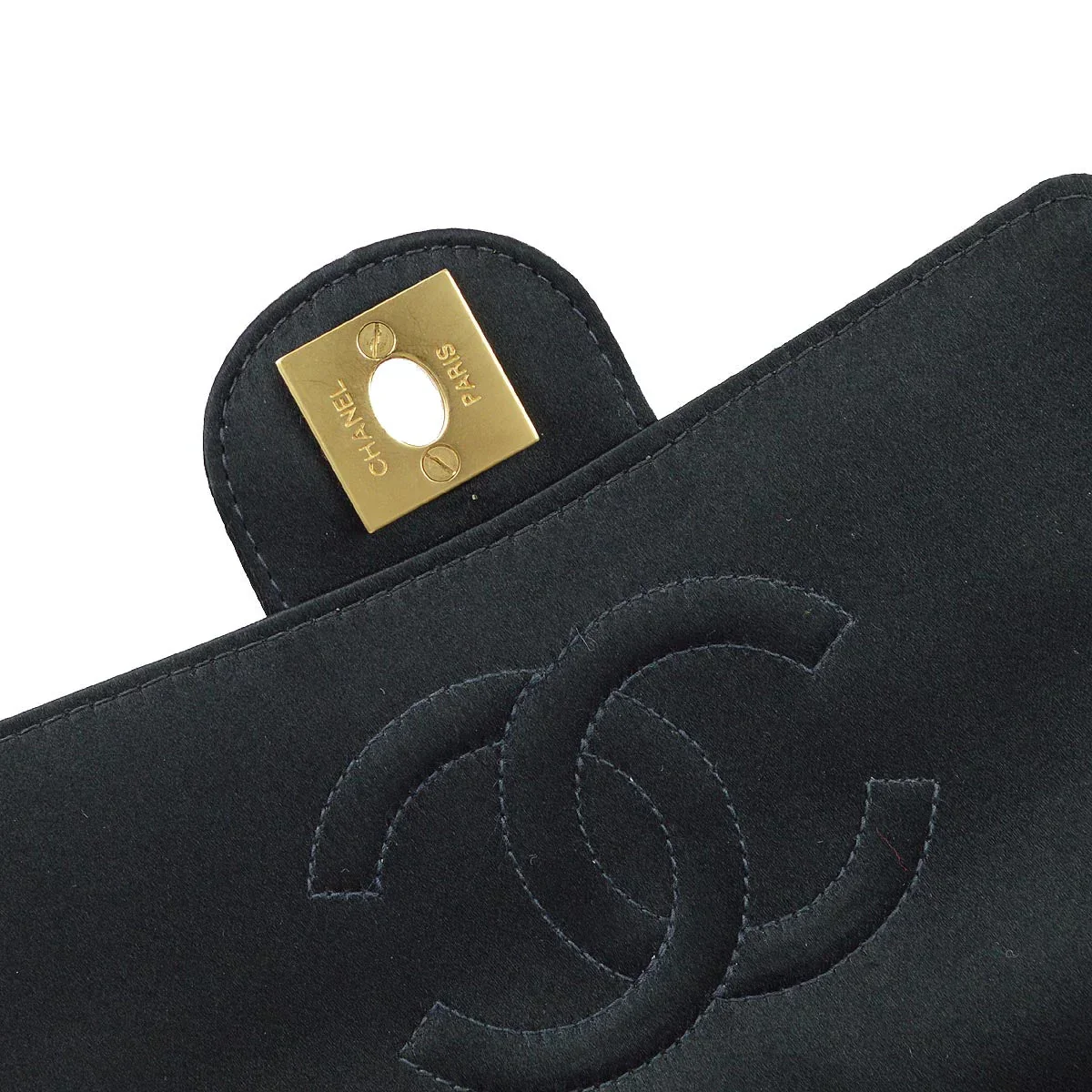 Chanel 2001-2003 Black Satin Mini Classic Square Flap Shoulder Bag 17 - Image 9