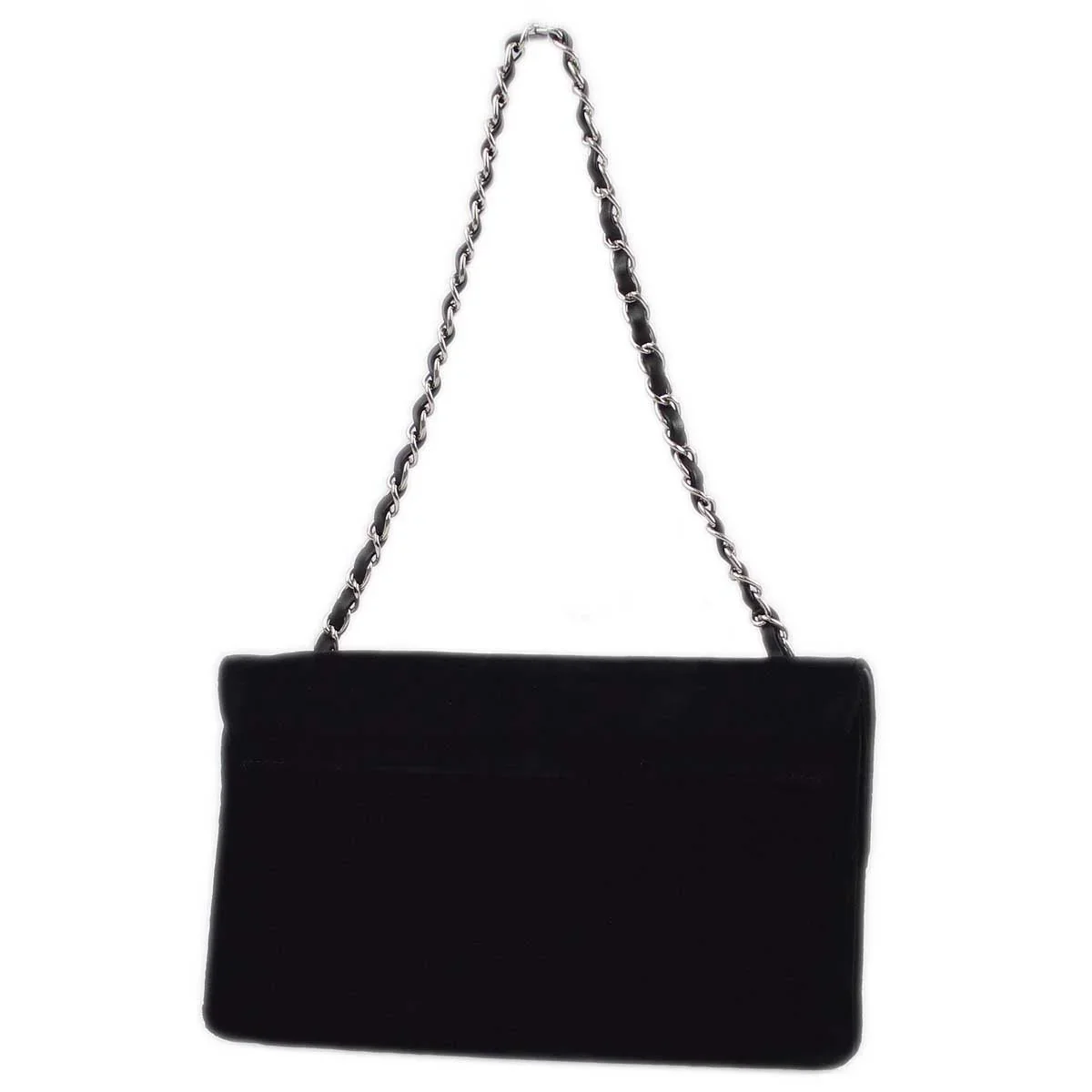 Chanel 2005-2006 Black Velvet Camelia Single Chain Shoulder Bag - Image 2