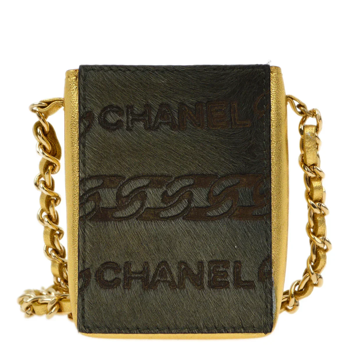 Chanel 2000-2001 Pony Hair Chain Shoulder Cigarette Case