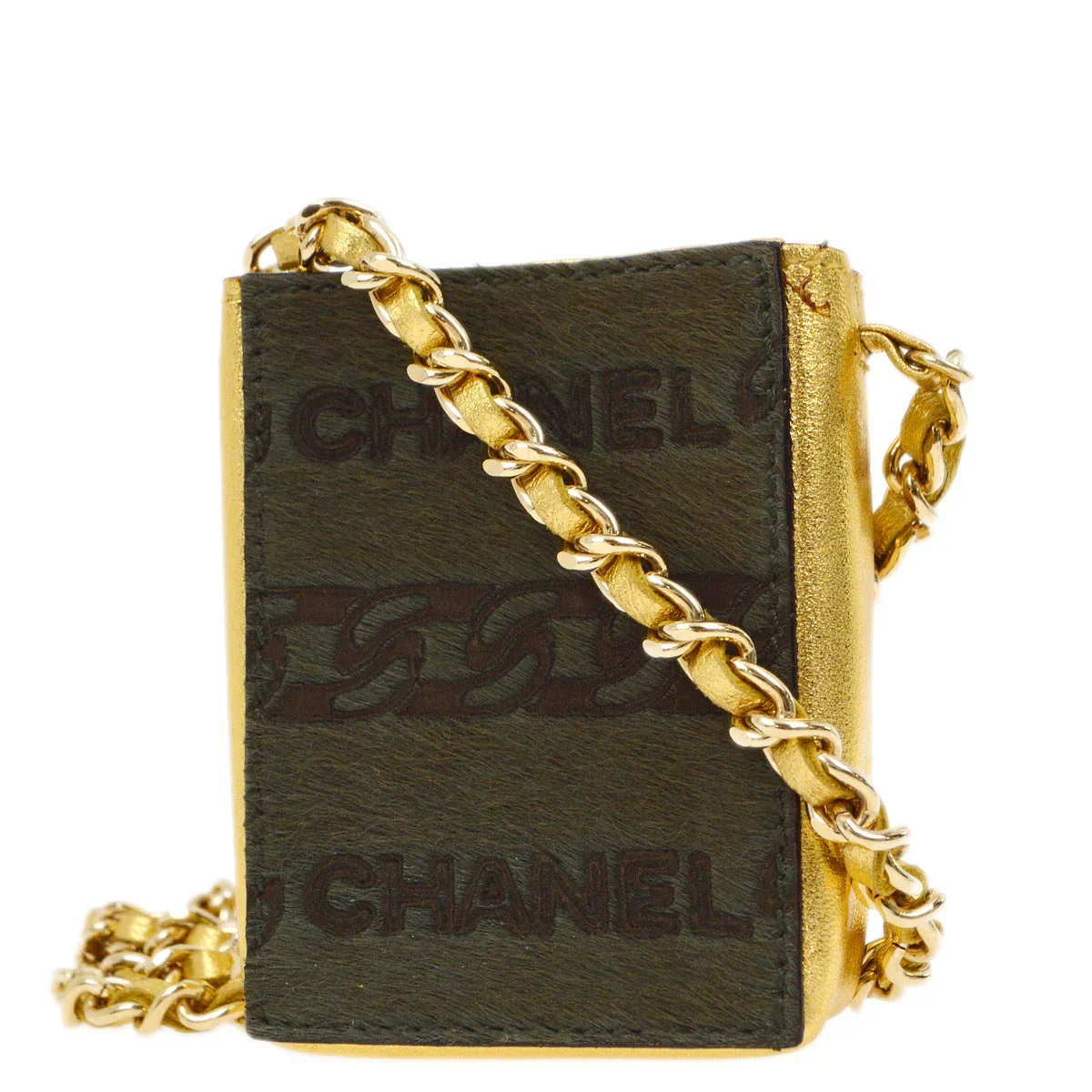 Chanel 2000-2001 Pony Hair Chain Shoulder Cigarette Case - Image 2