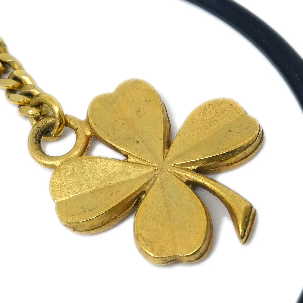 Chanel Black Clover Hoop Dangle Earrings Clip-On 94C - Image 4