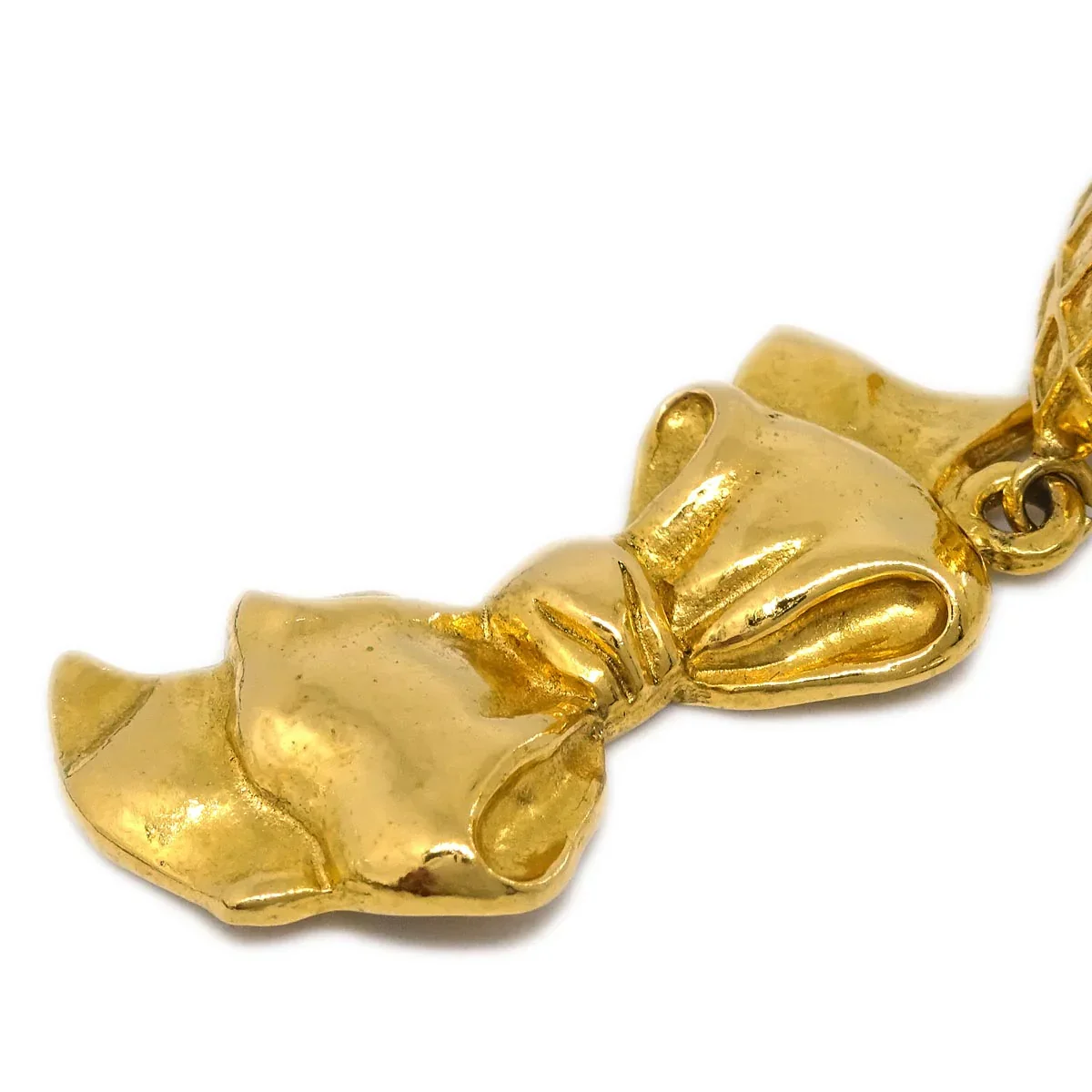 Chanel Bow Rhombus Dangle Earrings Clip-On Gold - Image 2