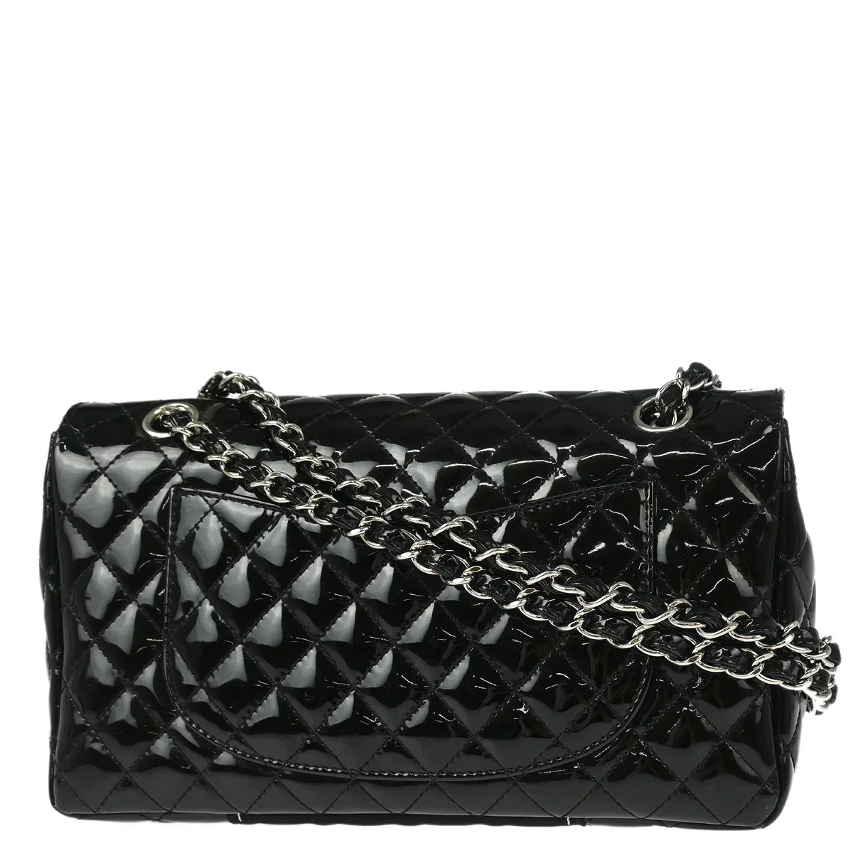 Chanel 2006-2008 Black Patent Leather Single Flap Shoulder Bag - Image 2