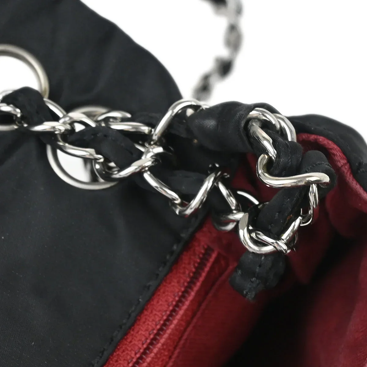 Chanel 2006-2008 Black Satin Shoulder Bag - Image 5