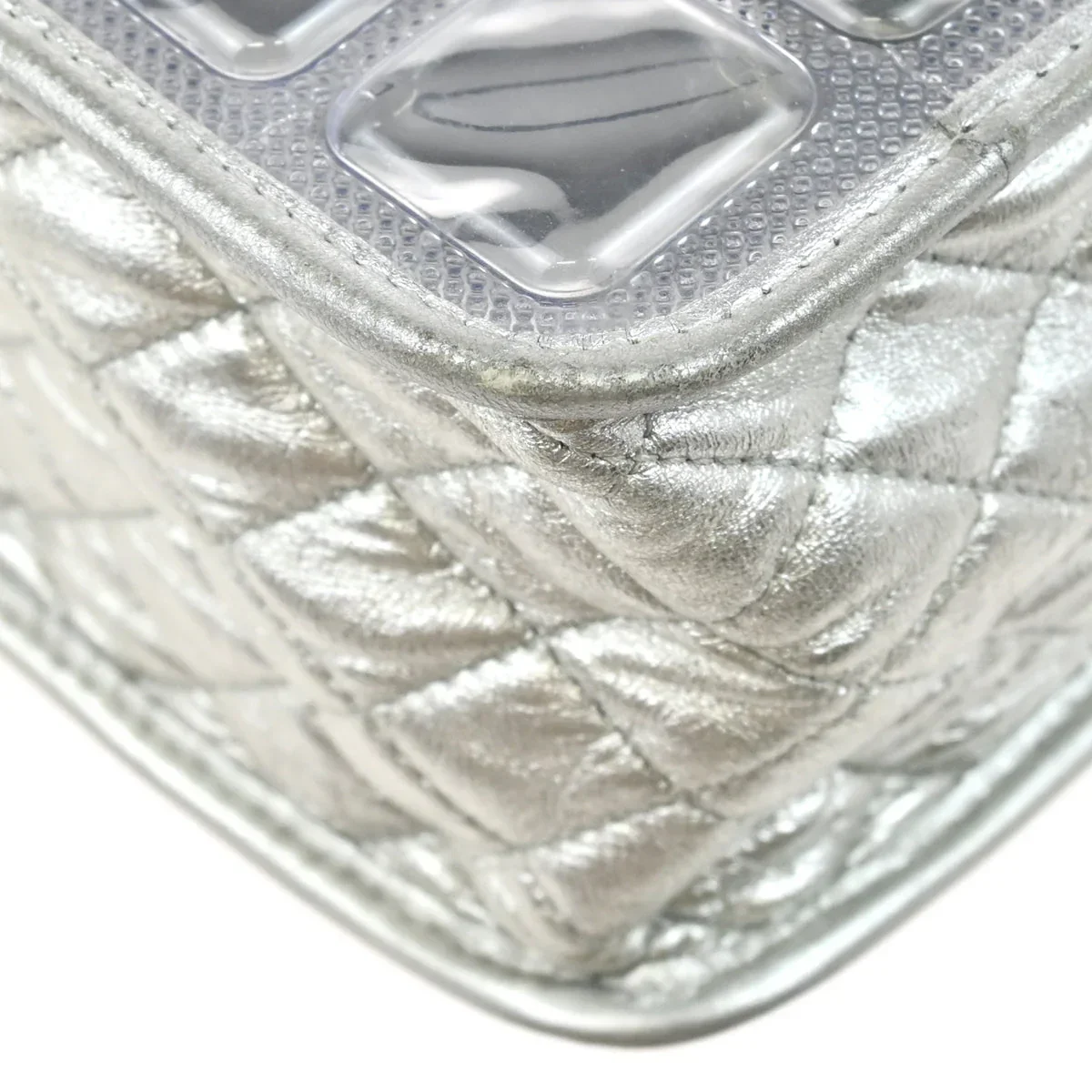 Chanel 2006-2008 Silver Vinyl Ice Cube Tote 2way Shoulder Handbag - Image 10