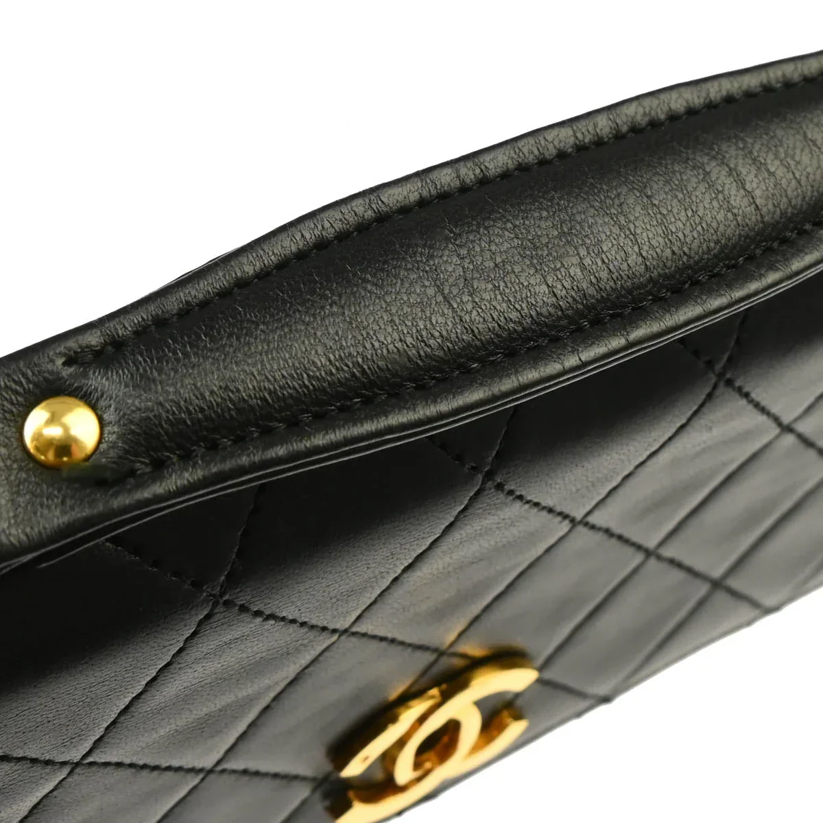 Chanel 1986-1988 Black Lambskin SingleTurnlock Shoulder Bag - Image 7