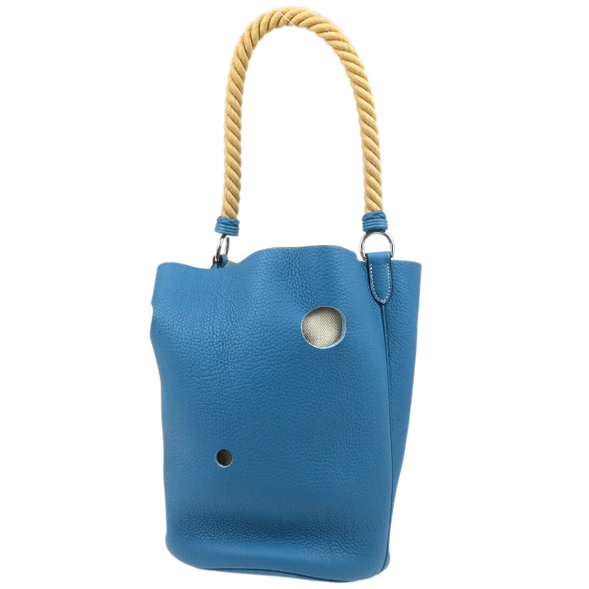 Hermes 2005 Blue Jean Taurillon Clemence Mangeoire MM Handbag - Image 2