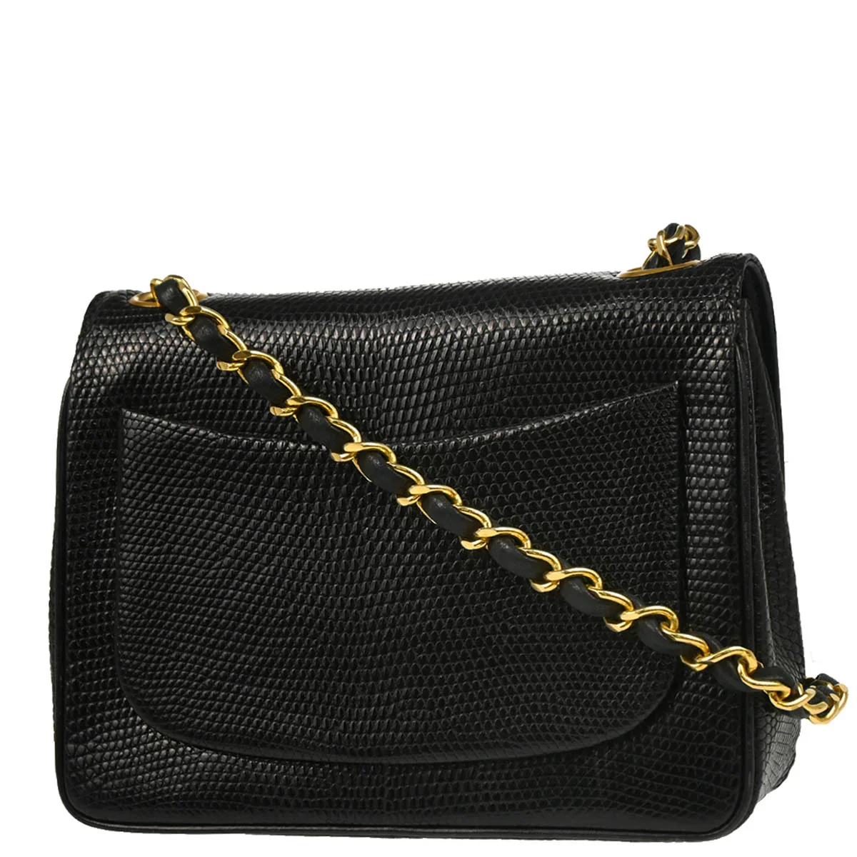 Chanel * 1989-1991 Black Lizard Shoulder Bag - Image 2