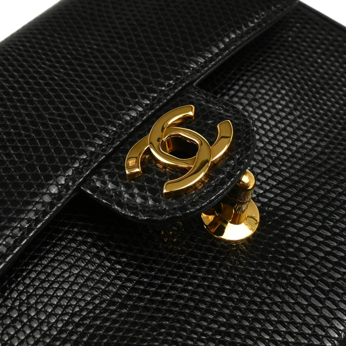 Chanel * 1989-1991 Black Lizard Shoulder Bag - Image 6