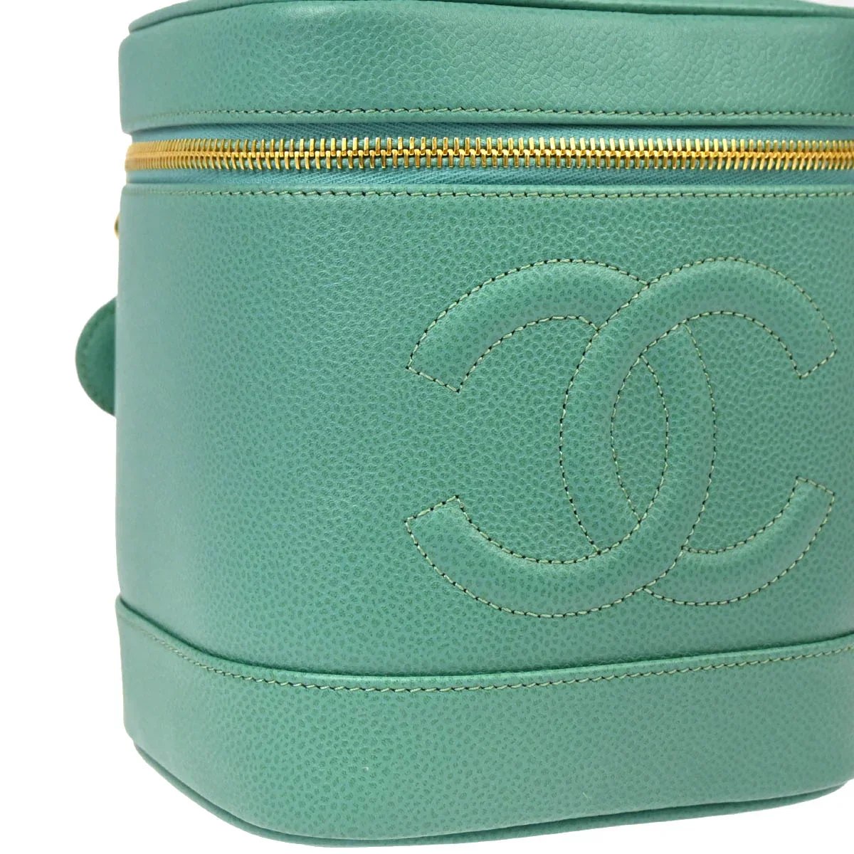 Chanel 1997-1999 Emerald Green Caviar Timeless Vanity Handbag - Image 3