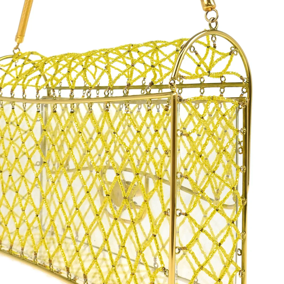 Chanel * Clear Cage Bag in Lucite with Beading, Gold Tone Frame and Chain Strap - Image 3
