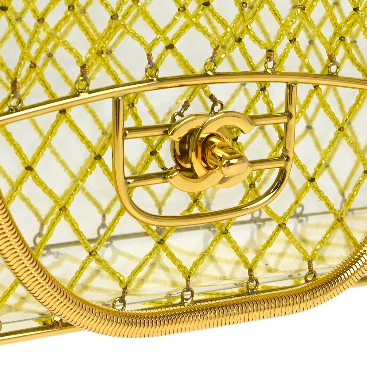 Chanel * Clear Cage Bag in Lucite with Beading, Gold Tone Frame and Chain Strap - Image 4