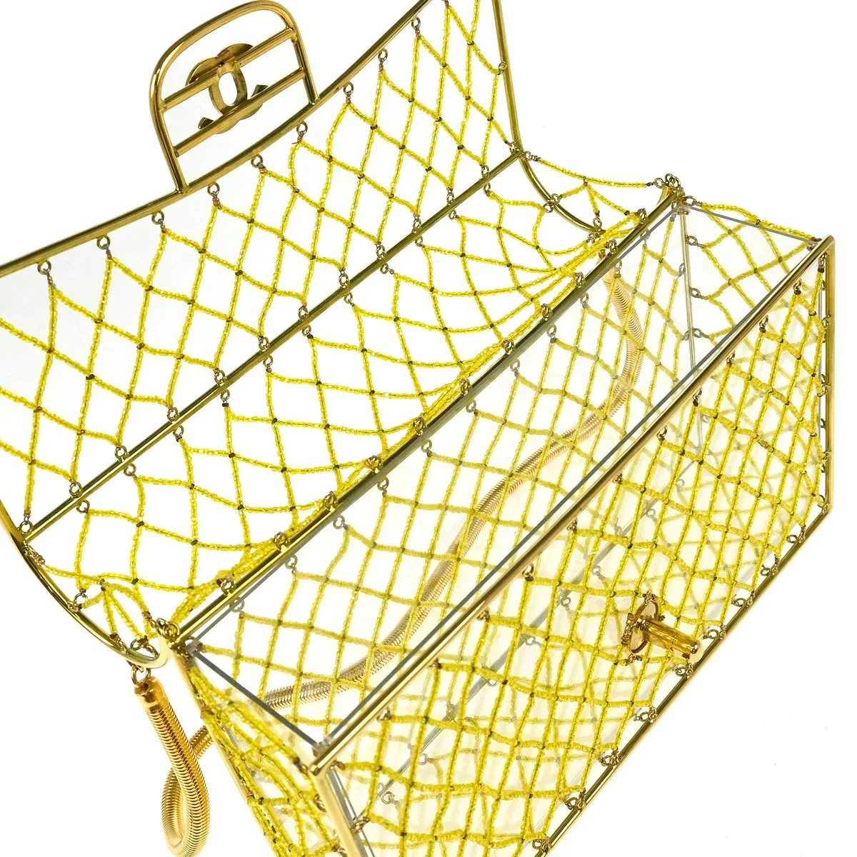 Chanel * Clear Cage Bag in Lucite with Beading, Gold Tone Frame and Chain Strap - Image 7